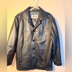 Wilson Leather Pelle Studio Men’s XL Black Leather Car Coat Thinsulate